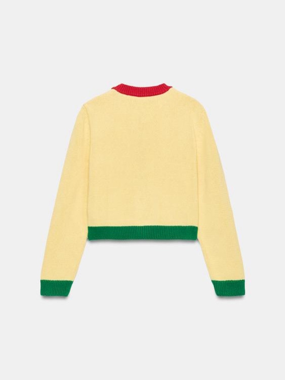 NWT Zara Yellow Colorblock Cropped Cardigan Sweater with Red Trim - Picture 3 of 6